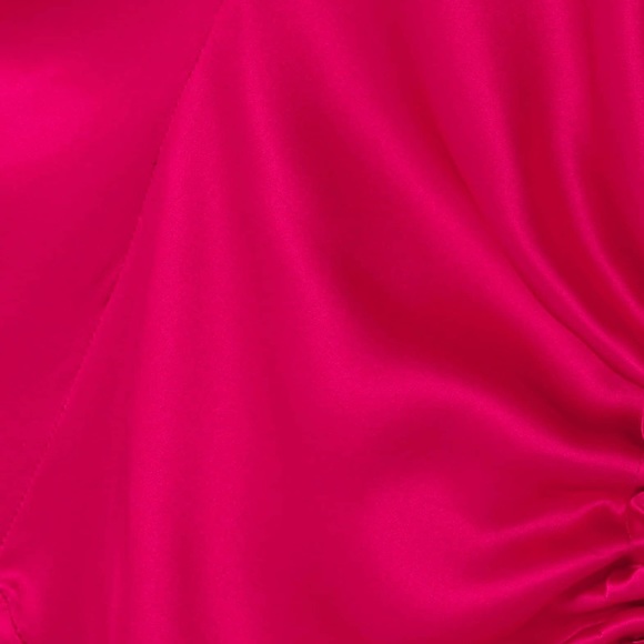 MATERIEL TBILISI Asymmetric Cutout Silk-satin Midi Fuchsia Dress Size 8 - Picture 10 of 10